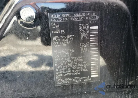 2015 Nissan Rogue S from USA, damaged, VIN KNMAT2MT1FP510644